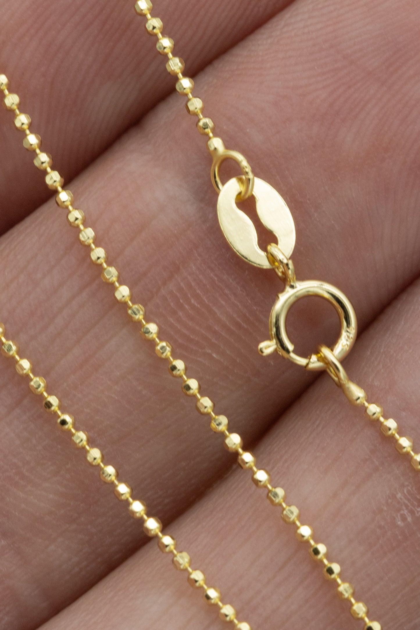 Fixed Length Gold Vermeil Diamond Cut Bead Chain