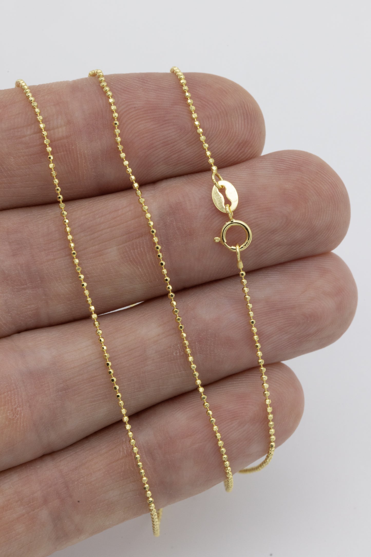 Fixed Length Gold Vermeil Diamond Cut Bead Chain
