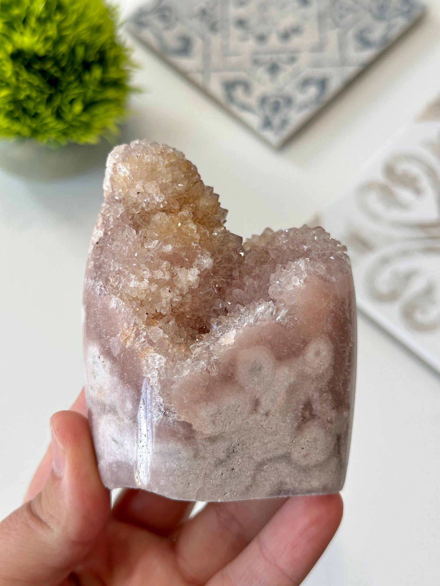 Pink Amethyst Free Form with druzy, Brazil
