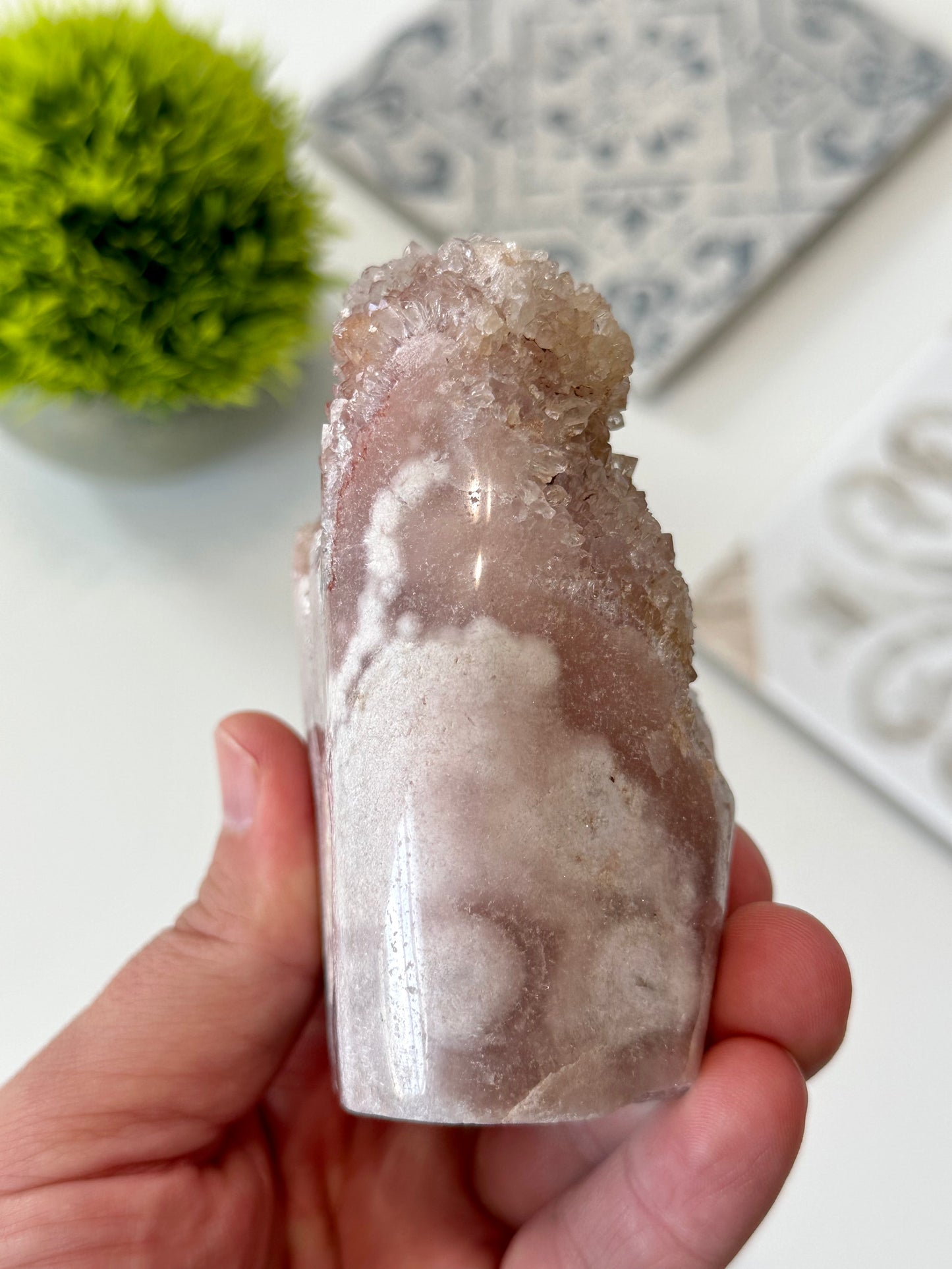 Pink Amethyst Free Form with druzy, Brazil