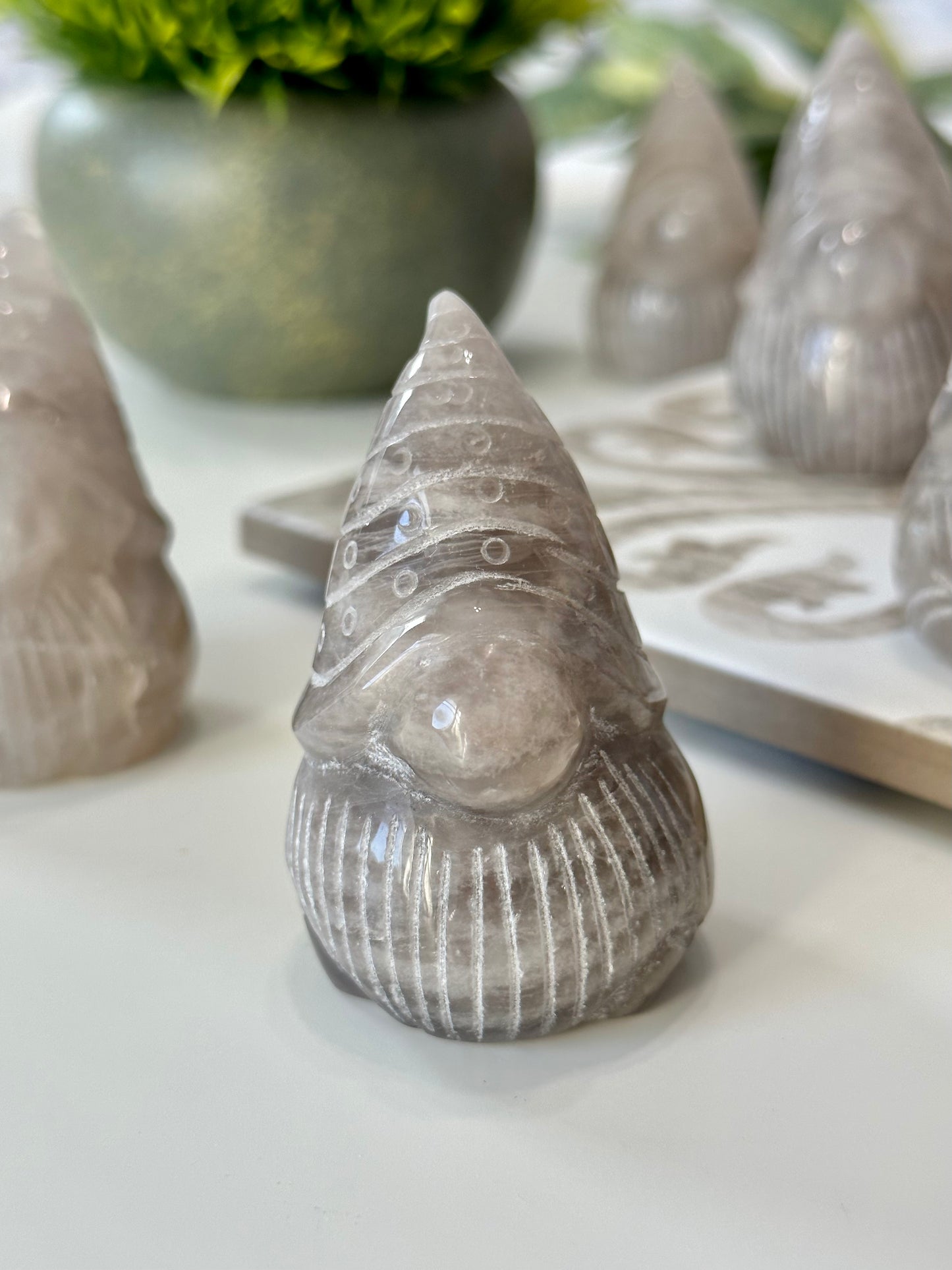 Blue Rose Quartz Garden Gnome Carving