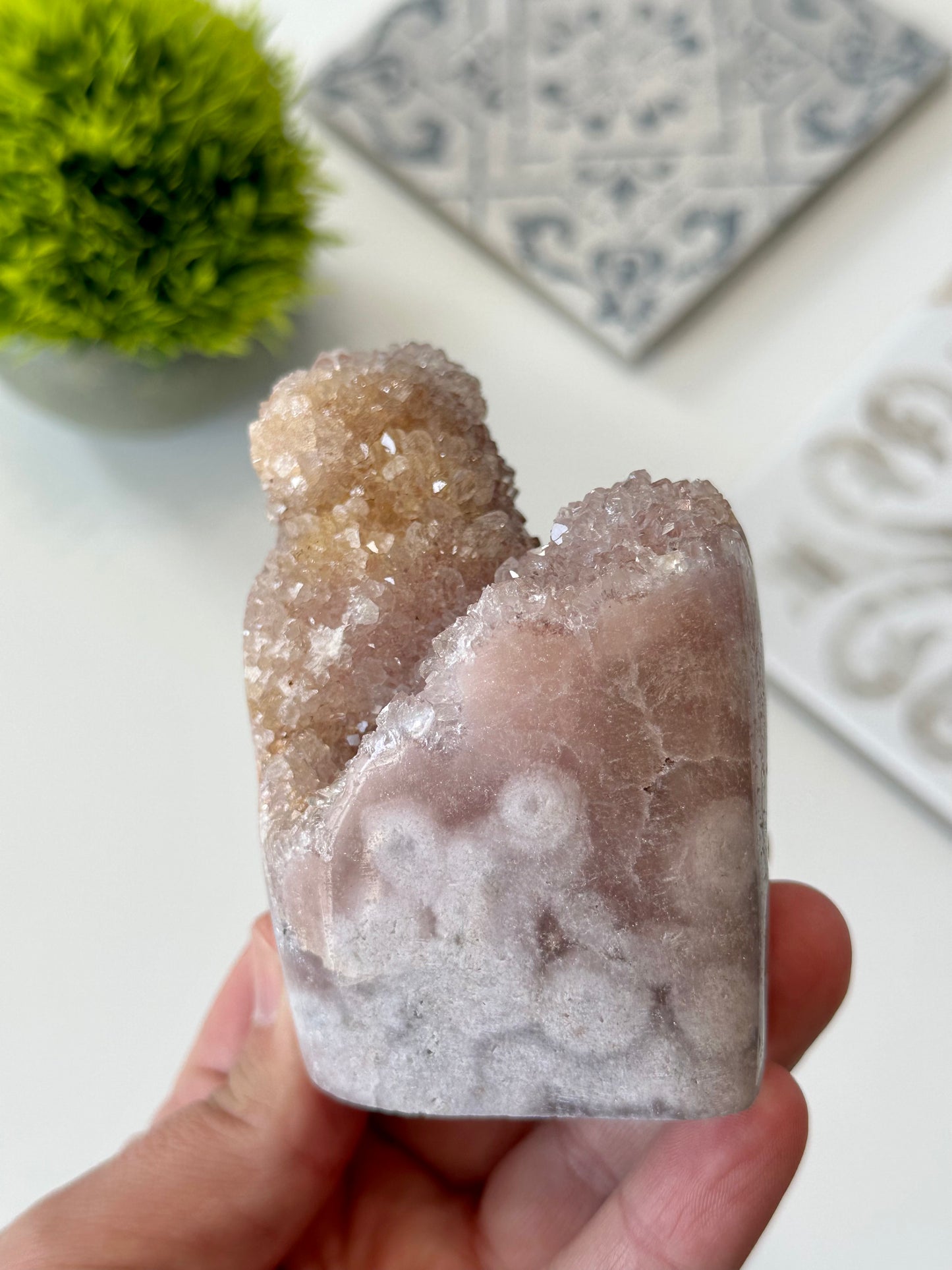 Pink Amethyst Free Form with druzy, Brazil
