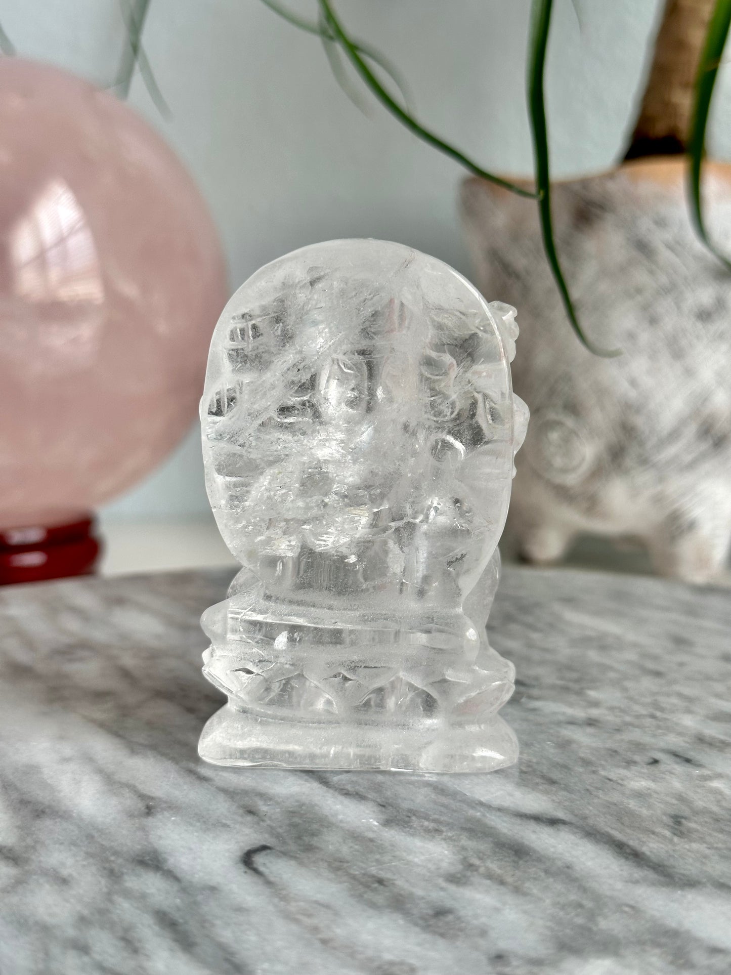 Clear Quartz Ganesha on Lotus Carving