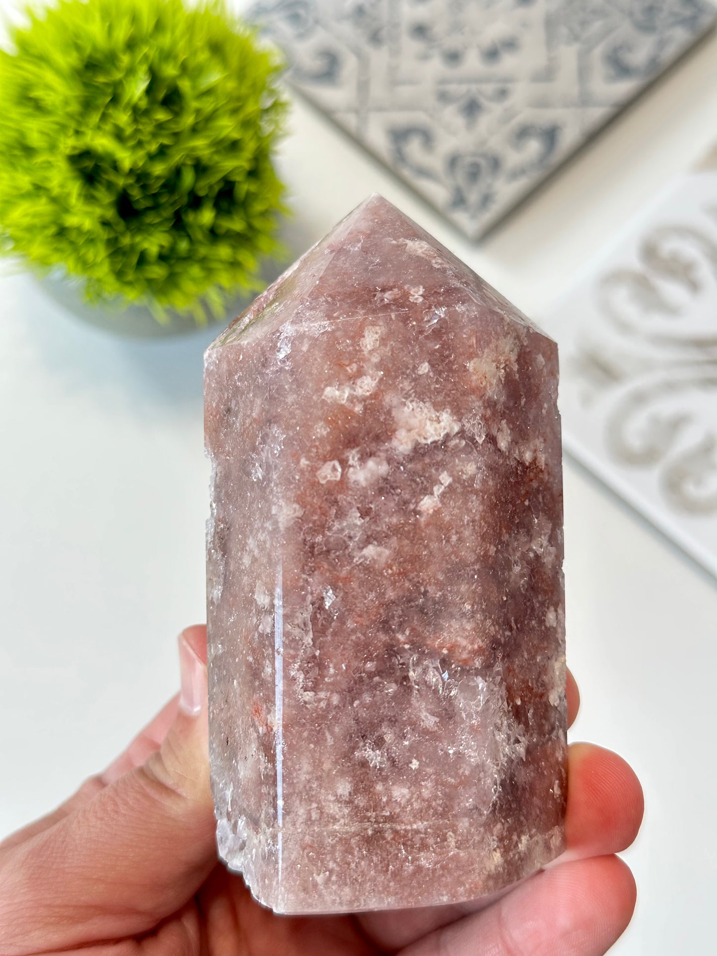Pink Amethyst Tower with druzy, Brazil