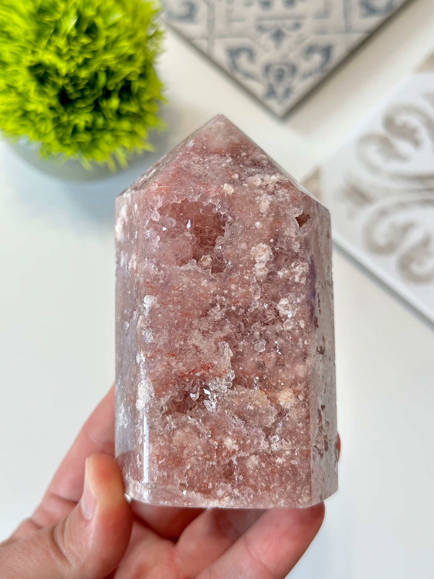 Pink Amethyst Tower with druzy, Brazil