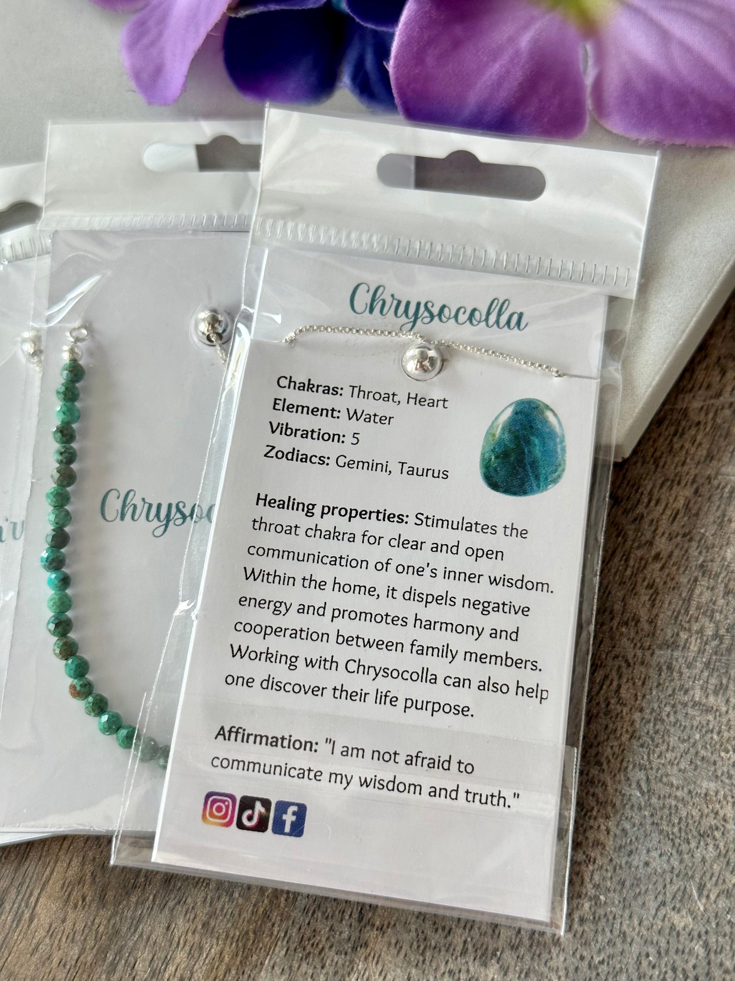Faceted Chrysocolla Bracelet, Sterling Silver, Adjustable
