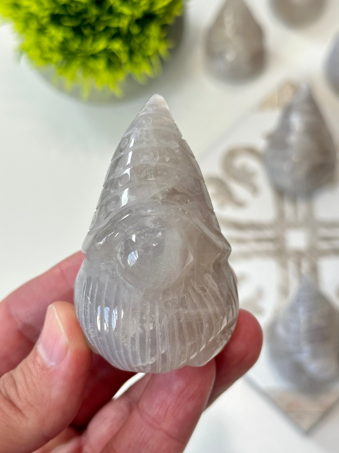 Blue Rose Quartz Garden Gnome Carving