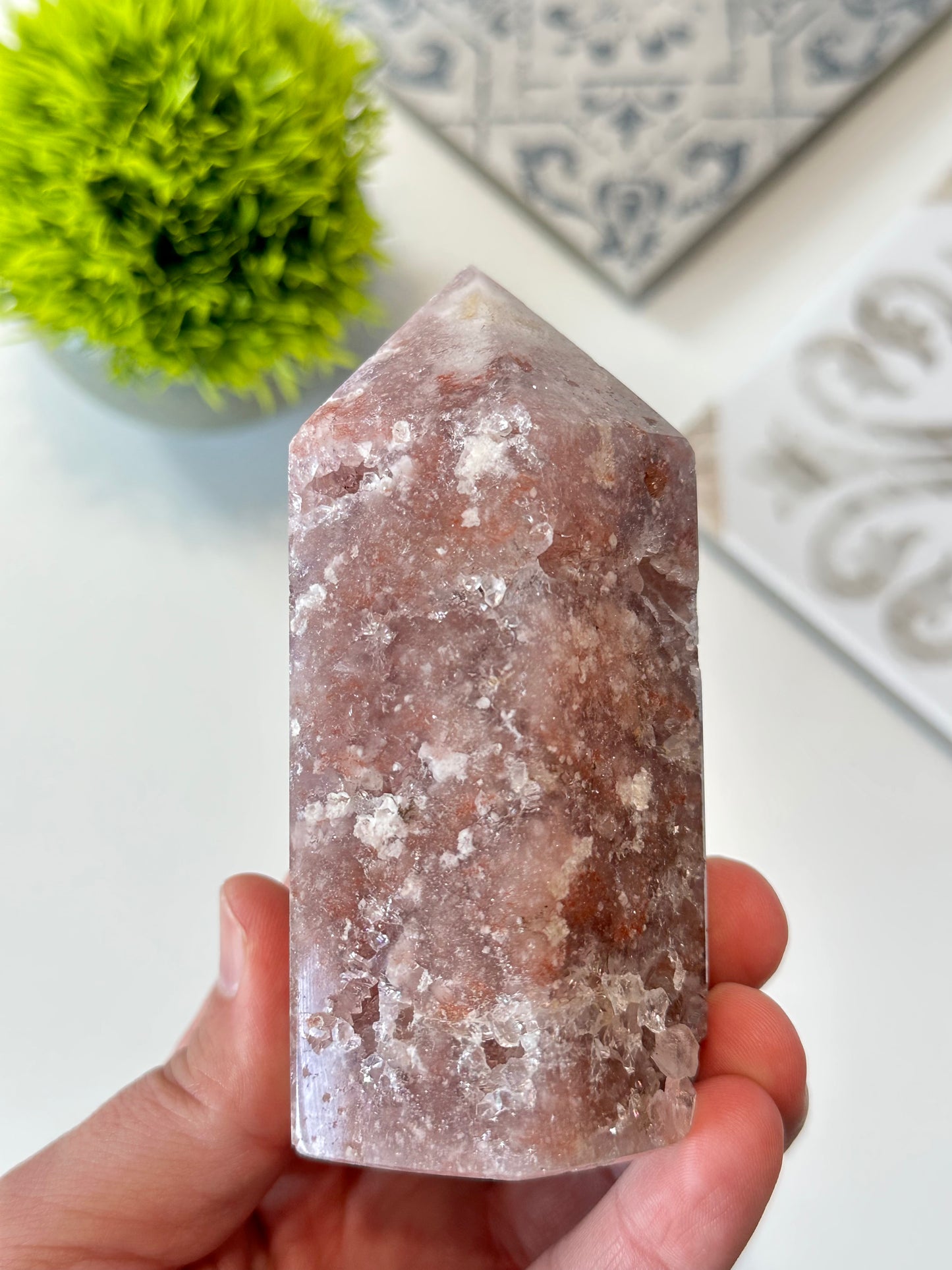 Pink Amethyst Tower with druzy, Brazil