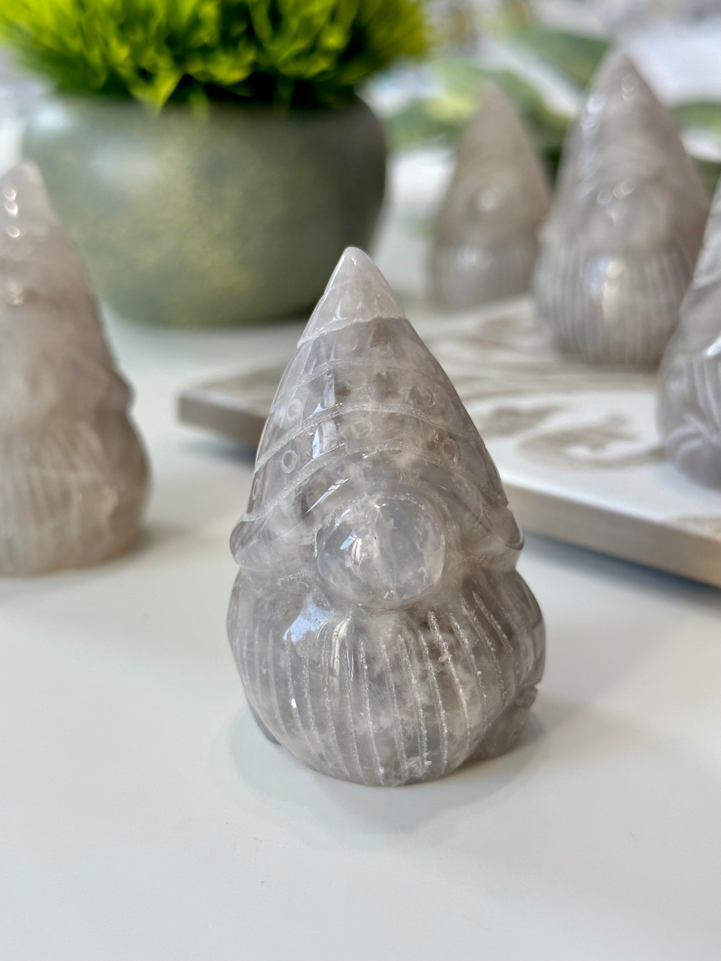 Blue Rose Quartz Garden Gnome Carving