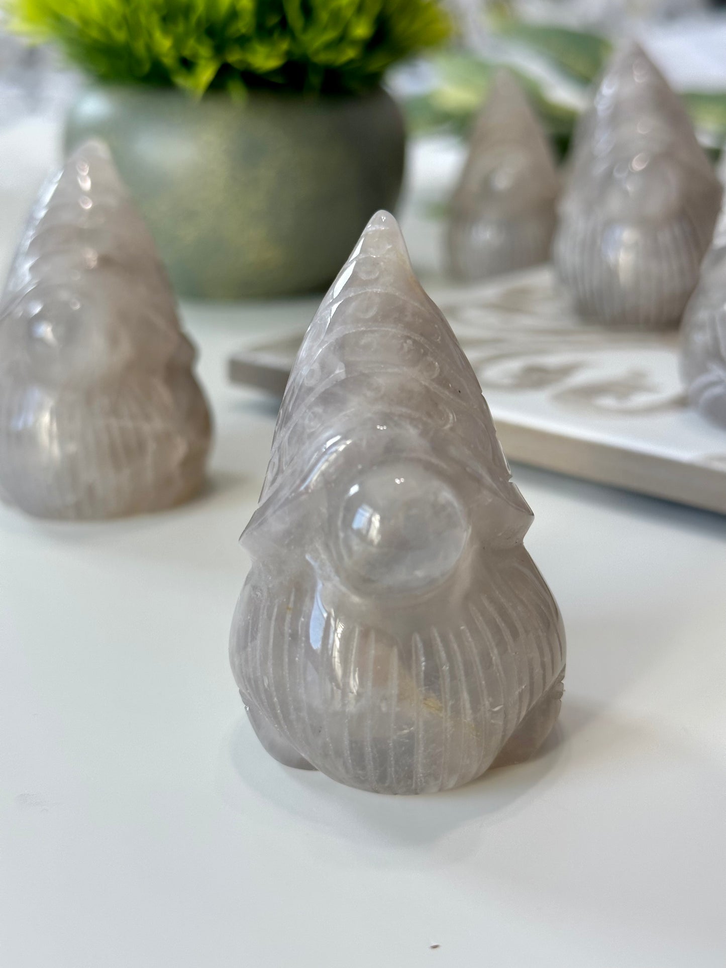 Blue Rose Quartz Garden Gnome Carving