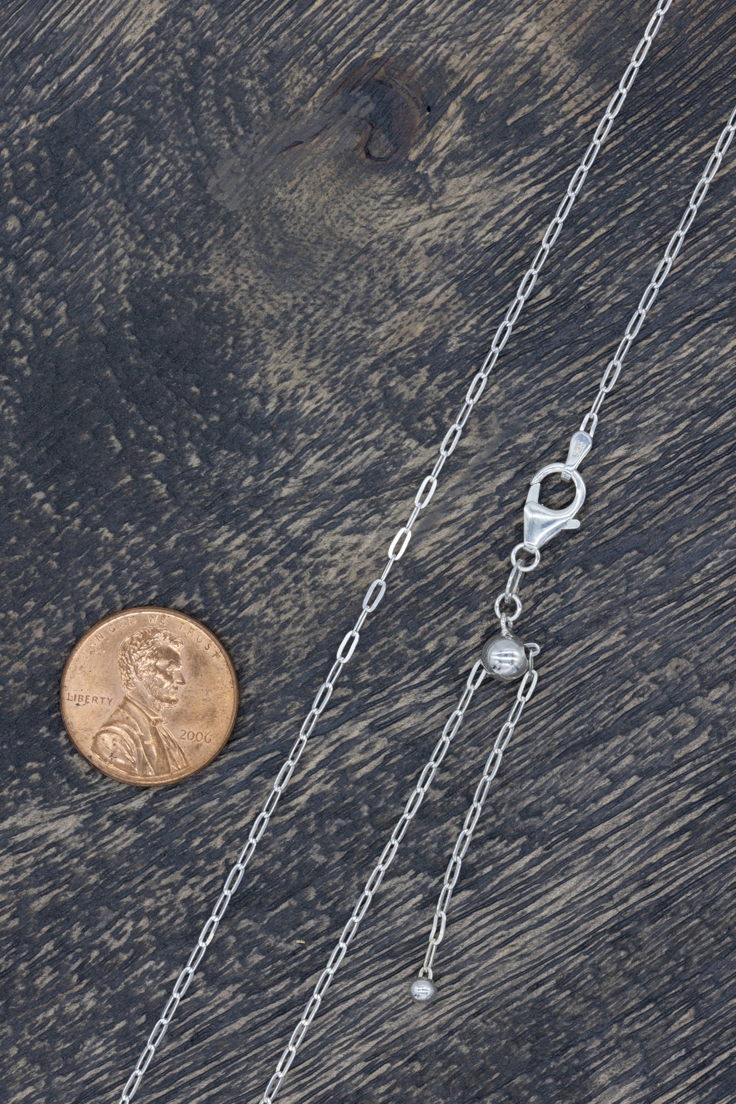 Adjustable Length Paperclip .925 Sterling Silver Chain