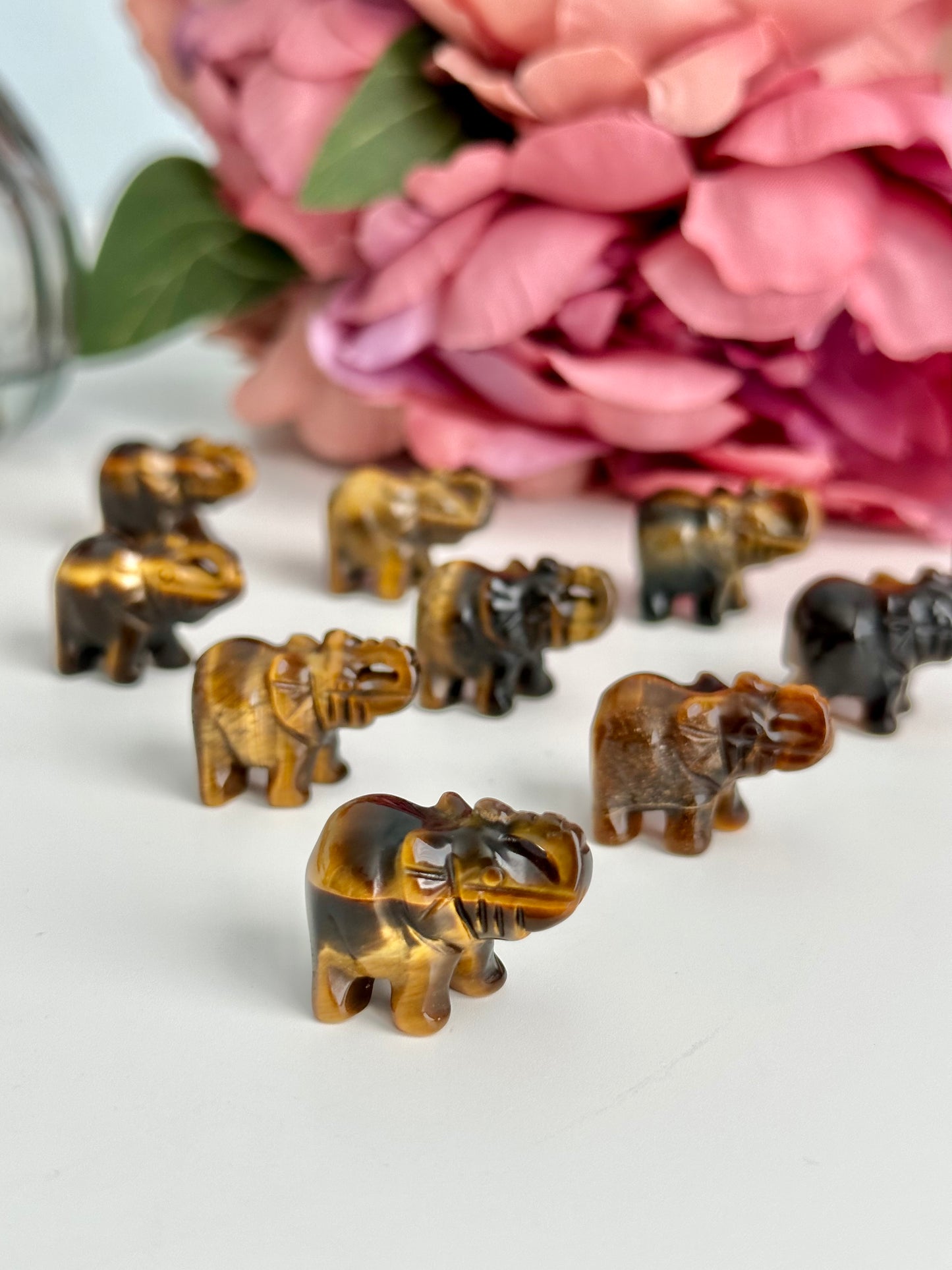 Tiger’s Eye Mini Elephant Carving