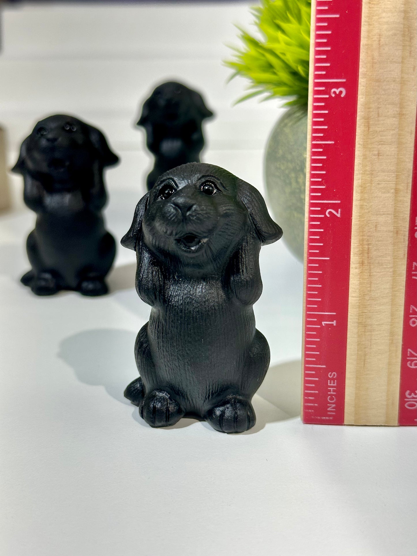 Black Obsidian Happy Dog Carving