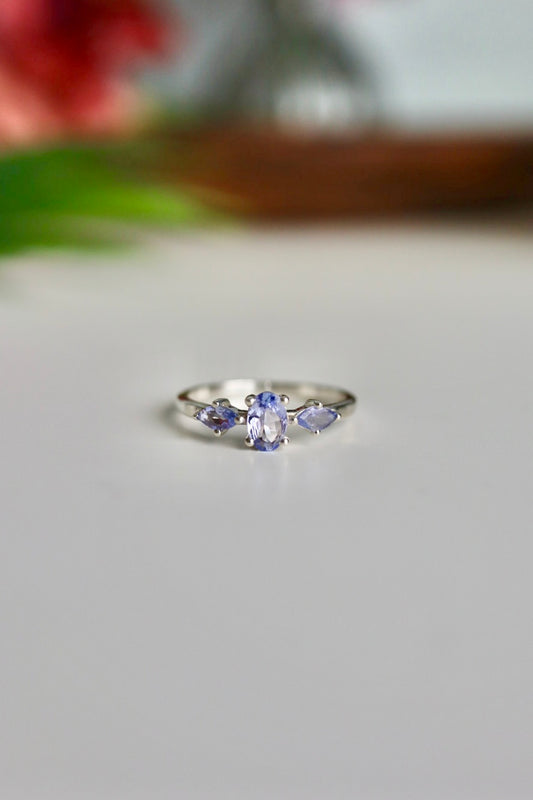 Dainty Tanzanite 3-Stone Ring