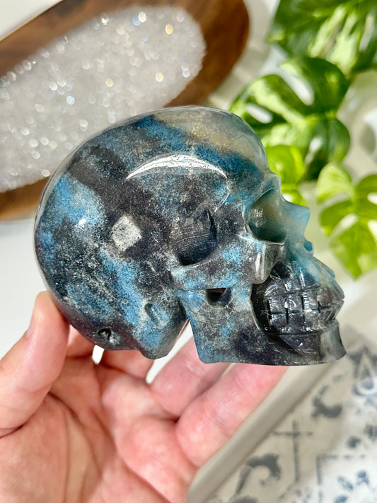 Premium Hollow Jaw Trolleite Crystal Skull Carving