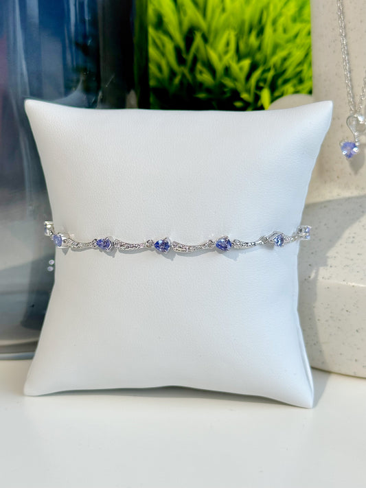 Dainty Tanzanite Tennis Bracelet, Sterling Silver