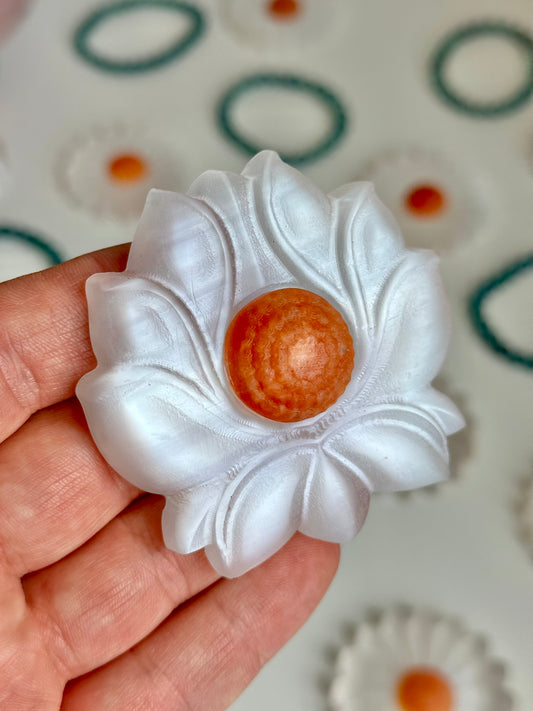 Selenite Lotus Flower Carving