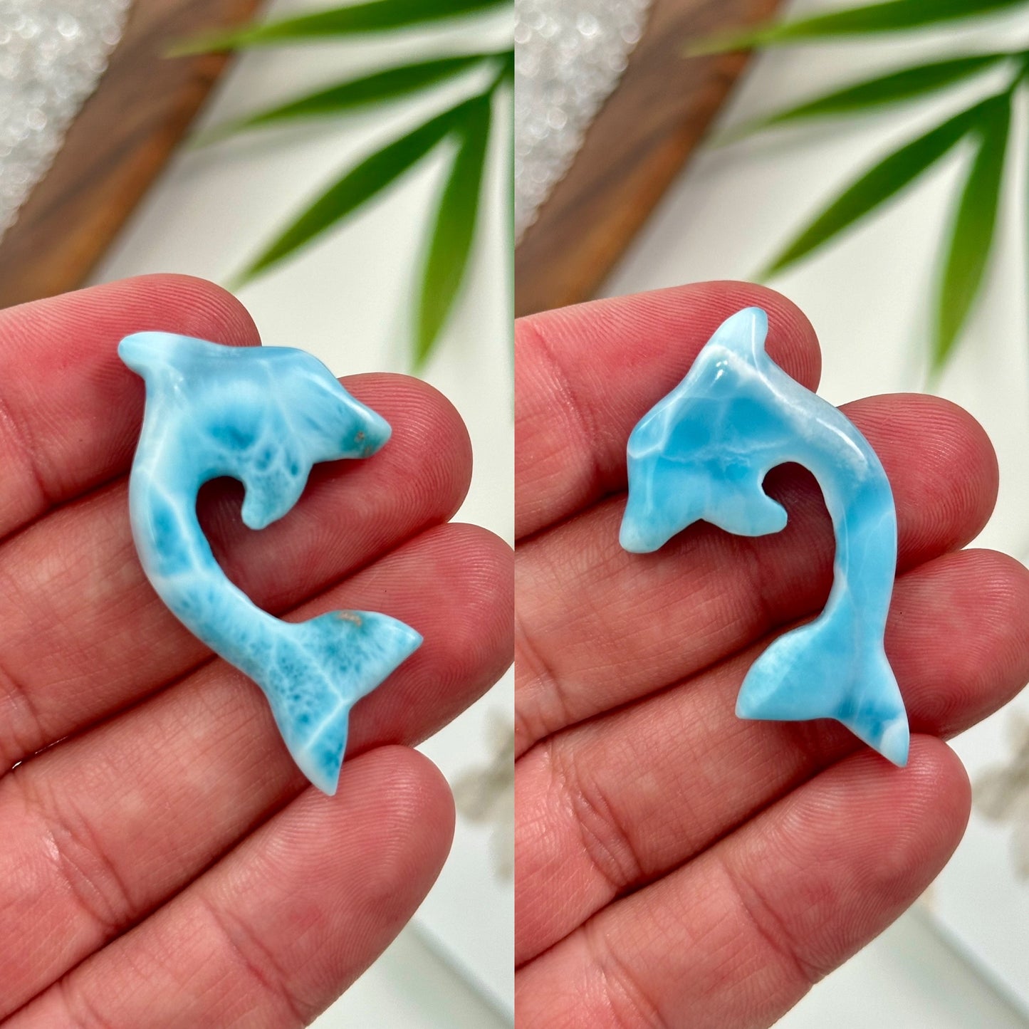 AA Larimar Dolphin Carvings