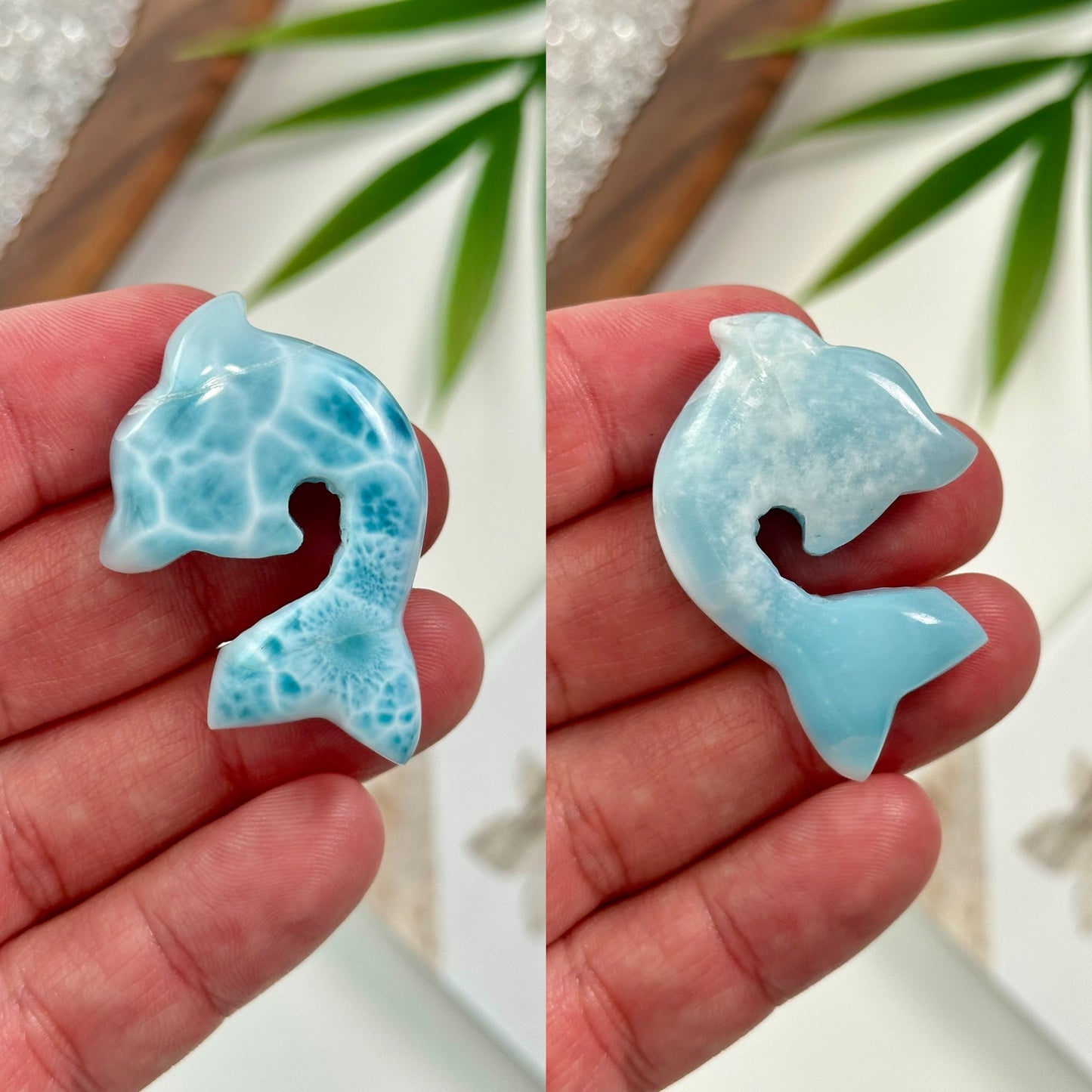 AA Larimar Dolphin Carvings