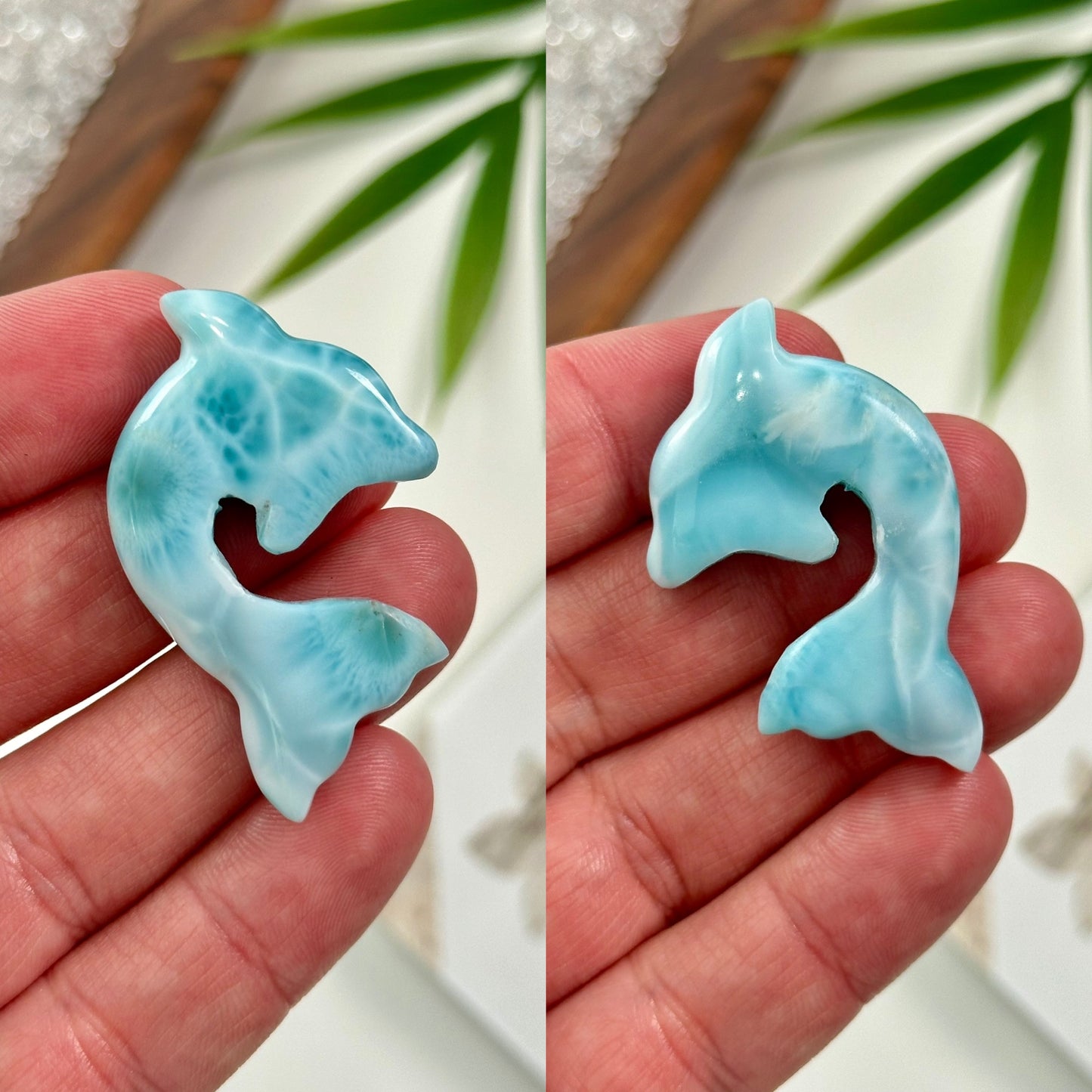 AA Larimar Dolphin Carvings