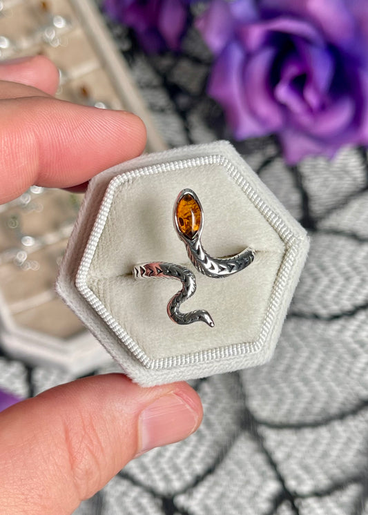 Baltic Amber Adjustable Snake Ring