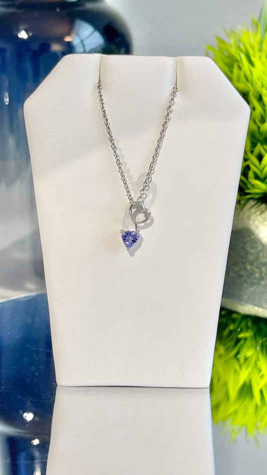 Dainty Tanzanite Heart Pendant with Chain