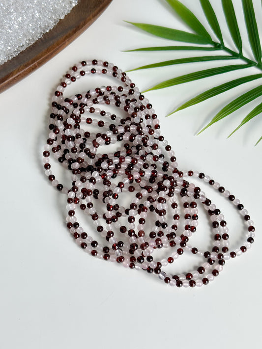 4.5mm Rose Quartz & Garnet Stretch Bracelet