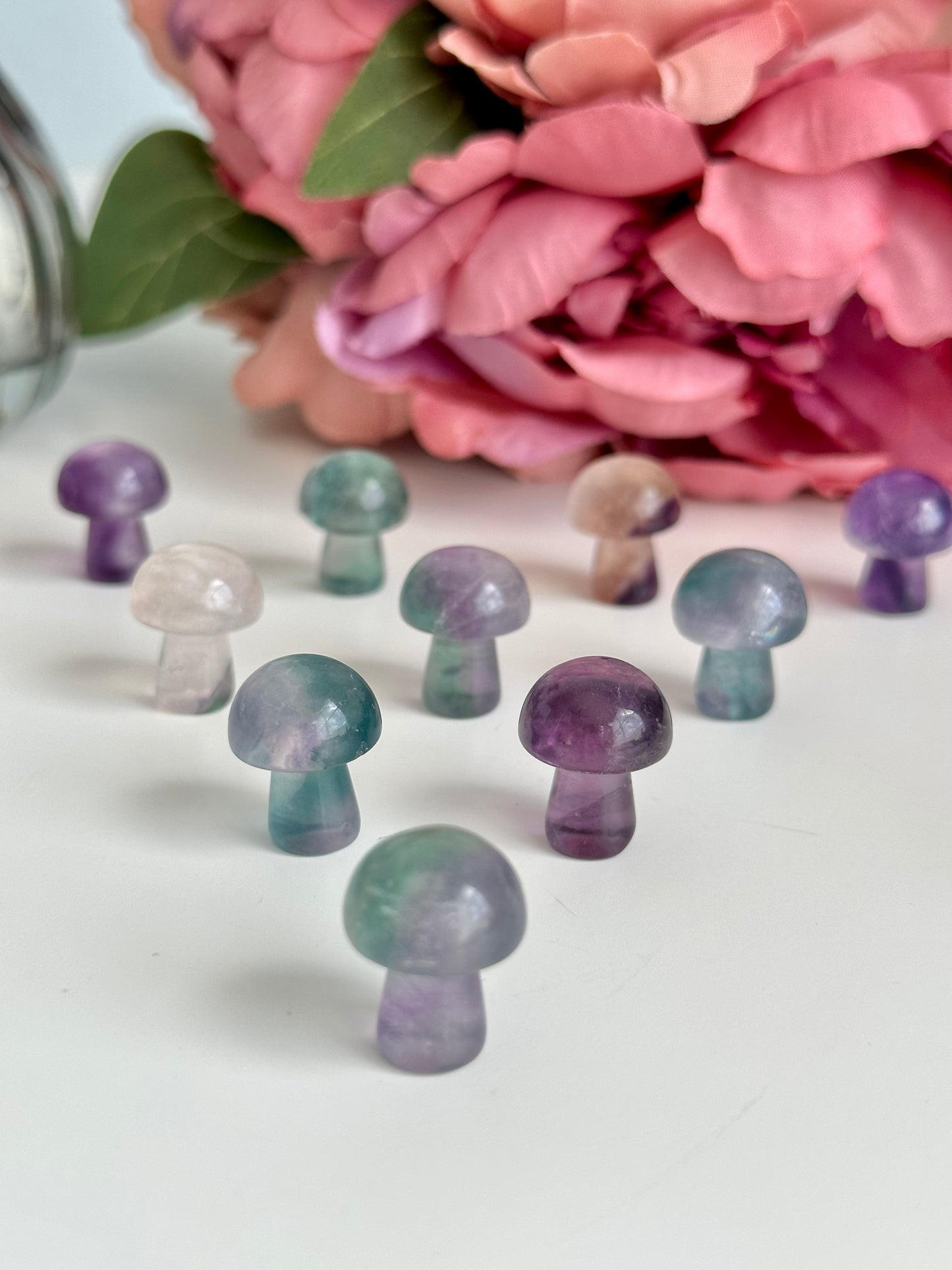 Rainbow Fluorite Mini Mushroom Carving