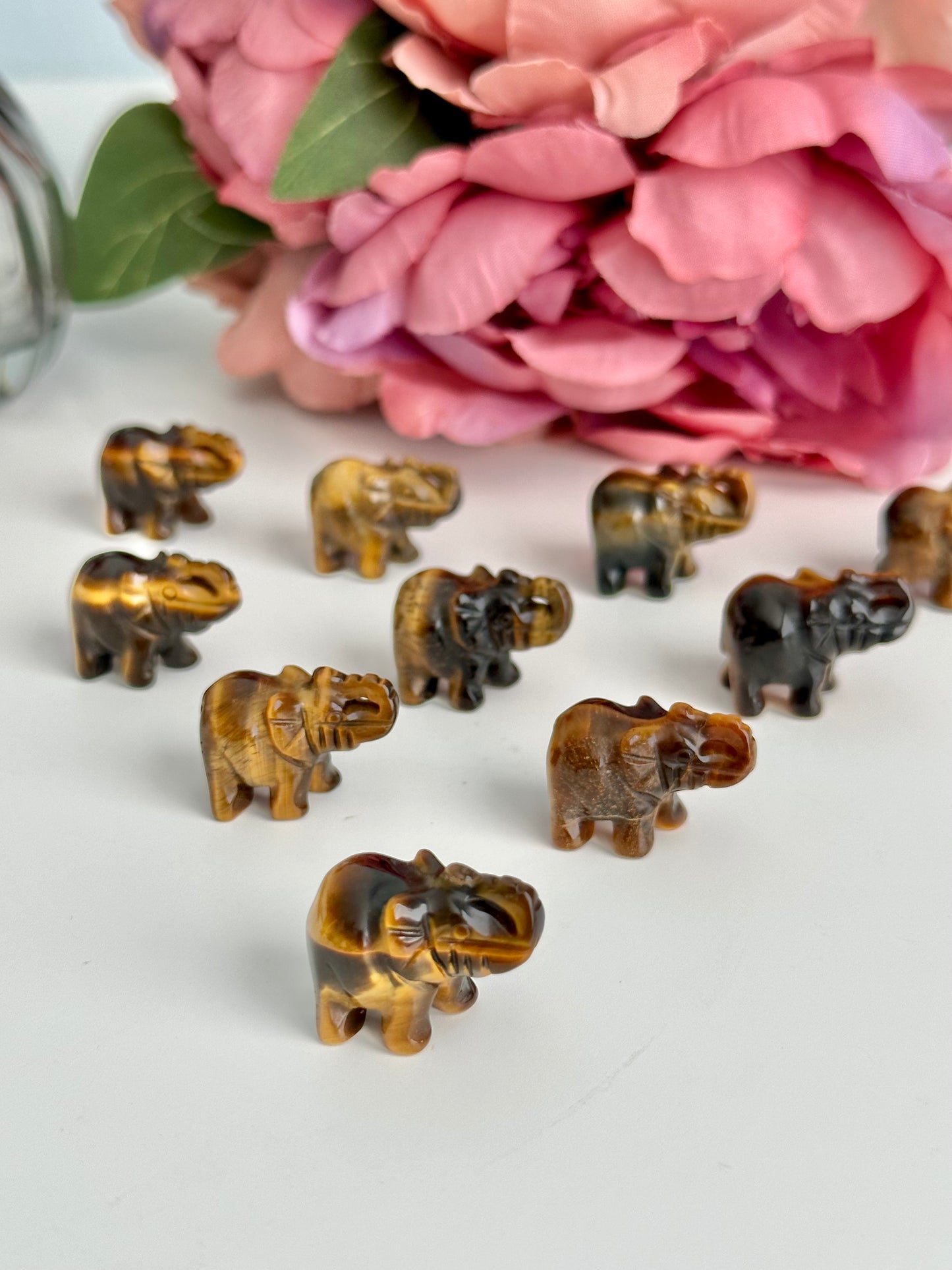 Tiger’s Eye Mini Elephant Carving