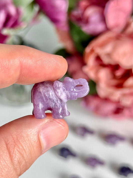 Lepidolite Mini Elephant Carving