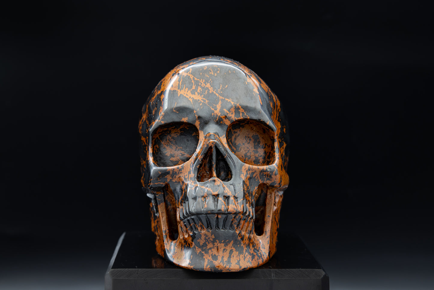 Premium Mahogany Obsidian Hollow Jaw Skull