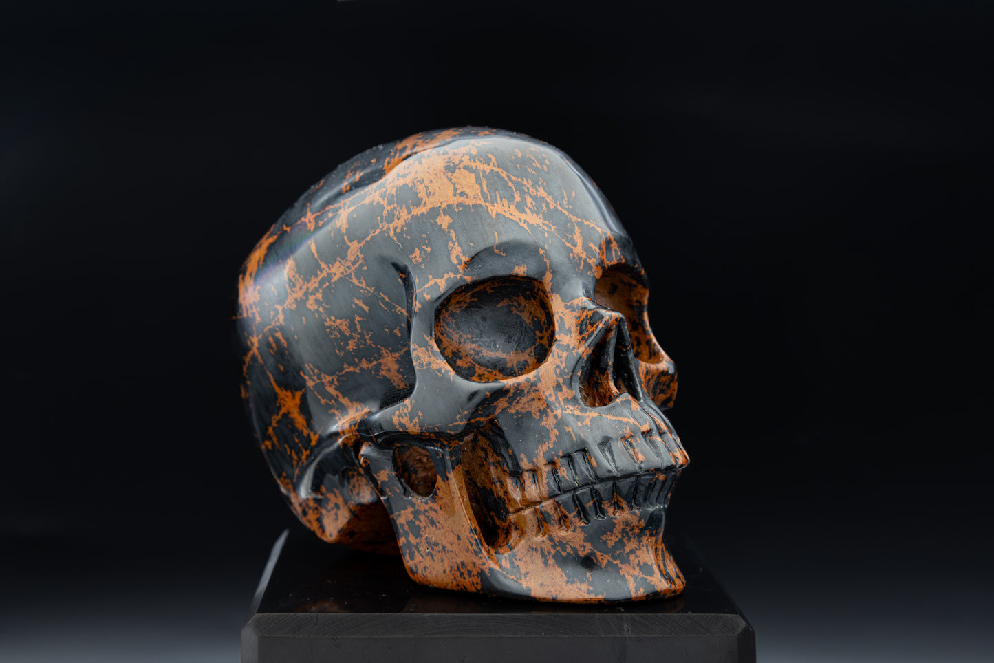 Premium Mahogany Obsidian Hollow Jaw Skull