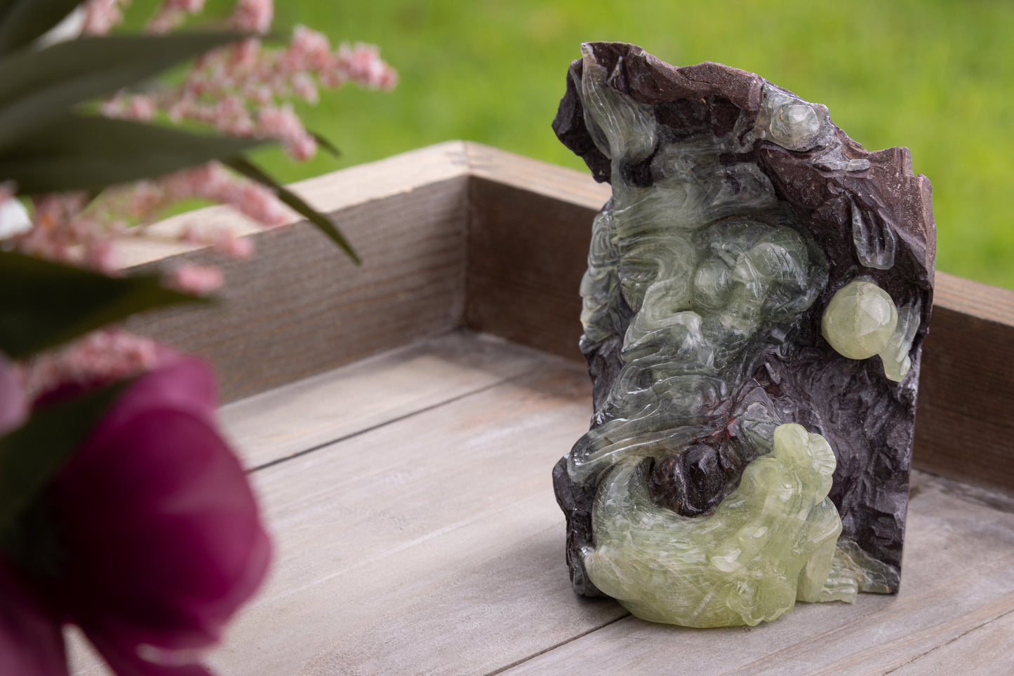 Prehnite Dragon Carving