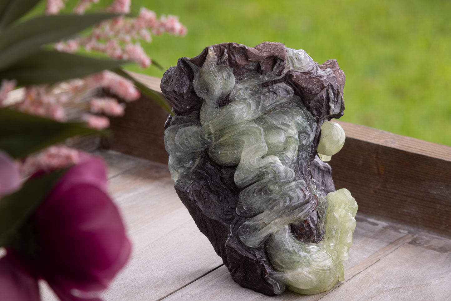 Prehnite Dragon Carving