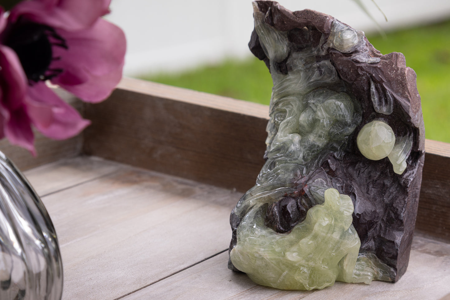 Prehnite Dragon Carving