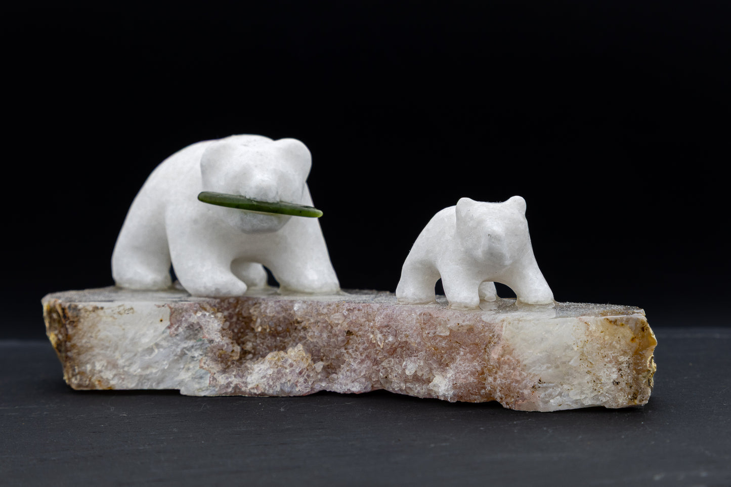 White Marble Polar Bear Carving