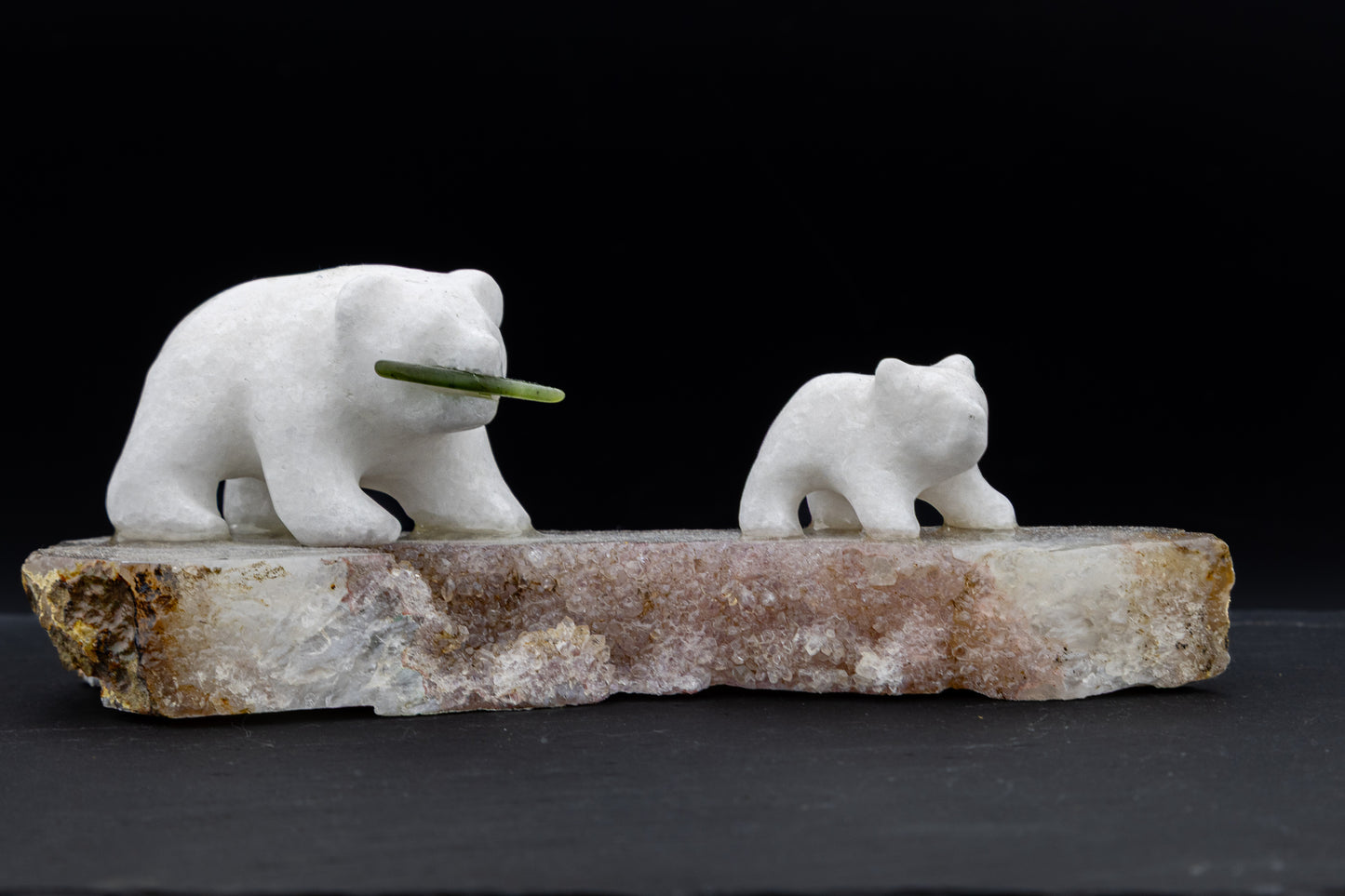 White Marble Polar Bear Carving
