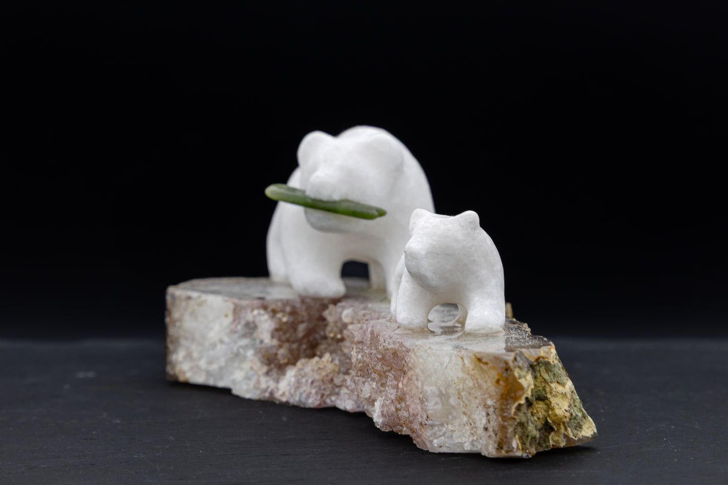 White Marble Polar Bear Carving