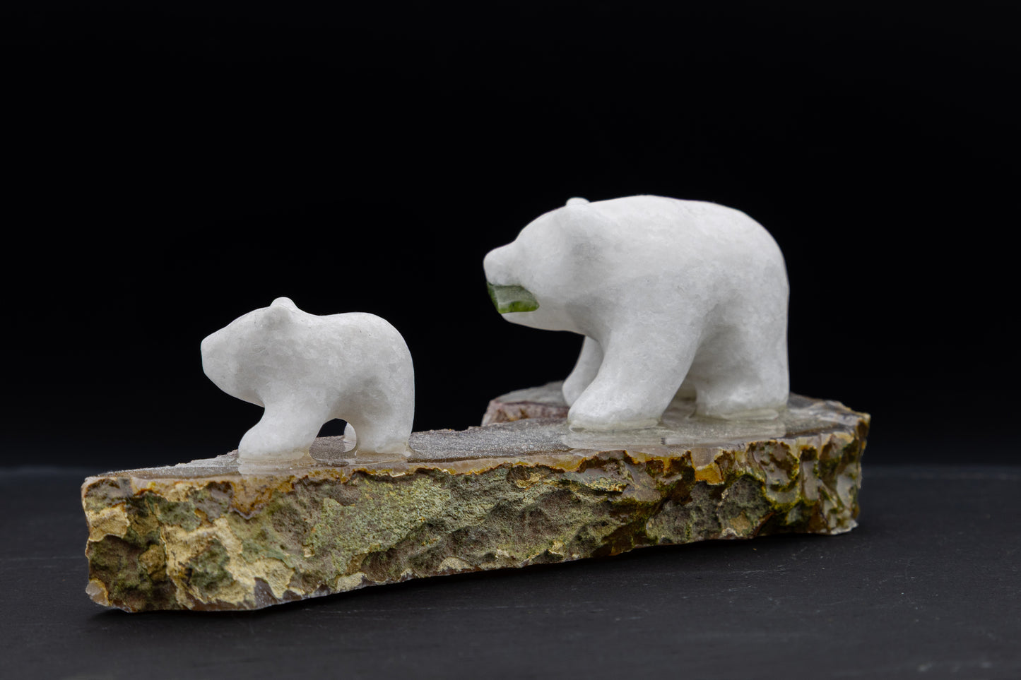White Marble Polar Bear Carving