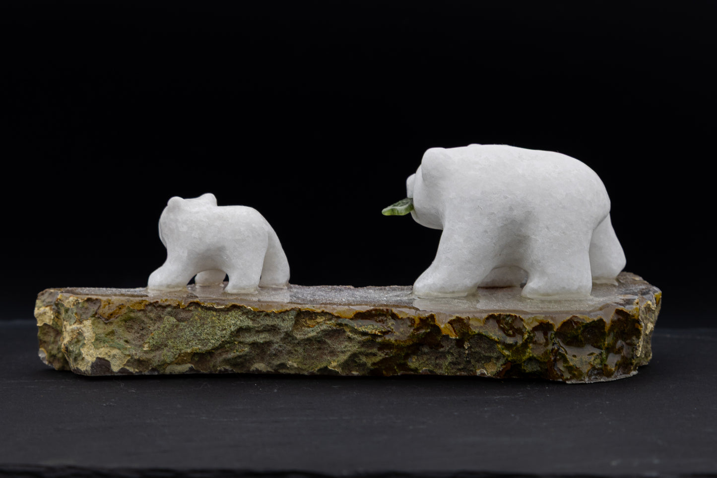 White Marble Polar Bear Carving
