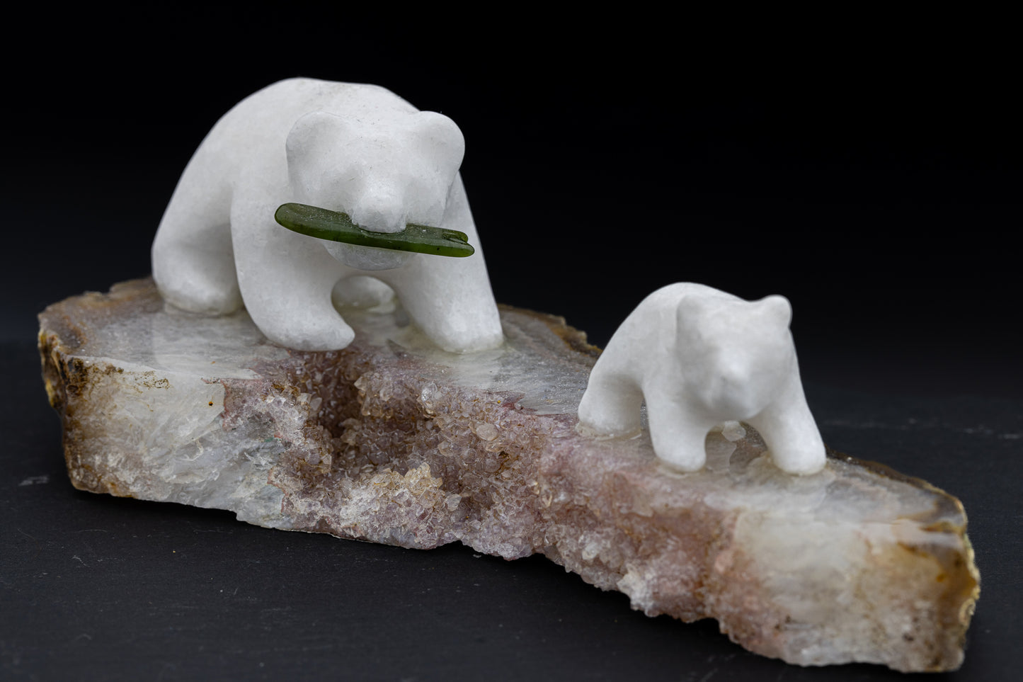 White Marble Polar Bear Carving