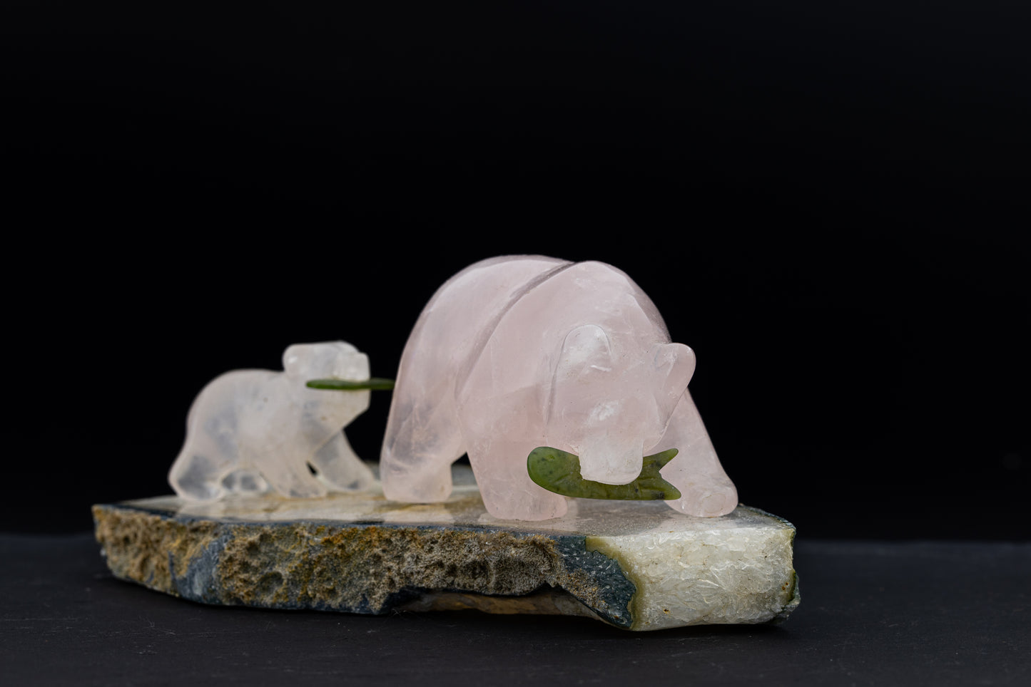 Rose Quartz Polar Bear Carving