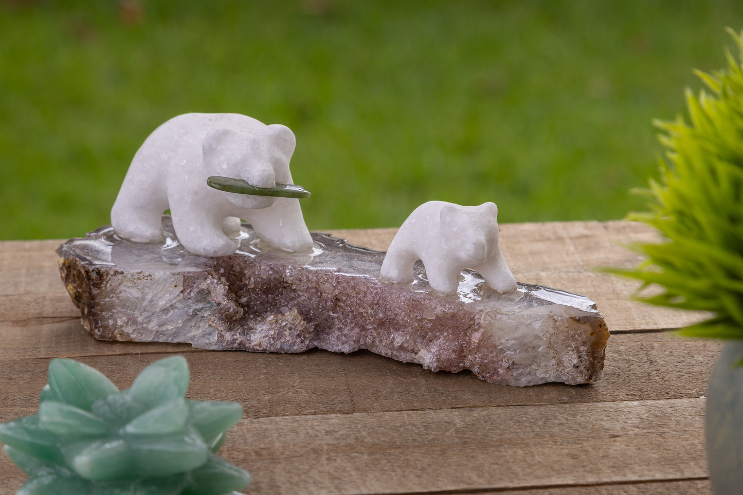 White Marble Polar Bear Carving