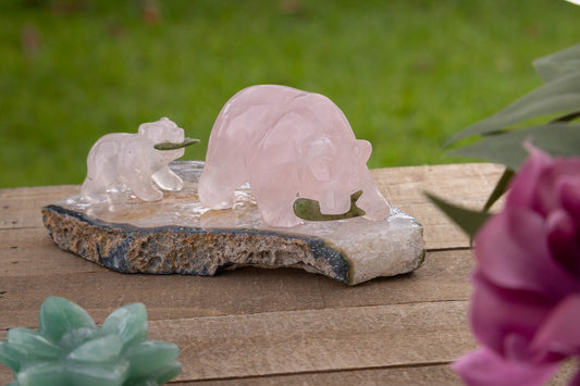 Rose Quartz Polar Bear Carving