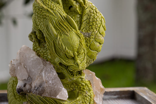 Nontronite in Quartz Dragon Carving
