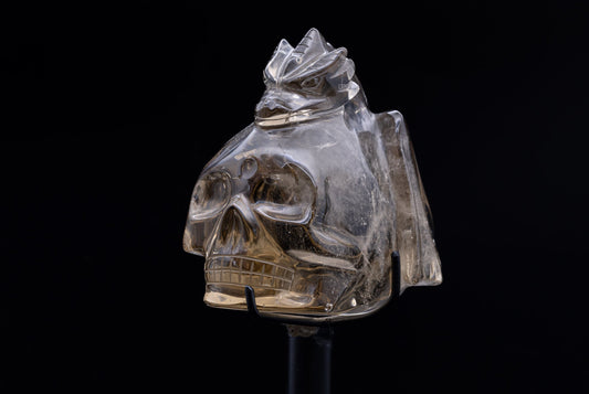 Brazilian Smokey Quartz Skull/Dragon Carving with Stand