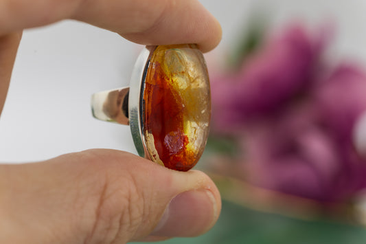 Fire Quartz Ring- Size 8 Adjustable