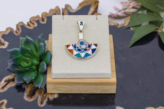 Peruvian Natural Gemstone Inlay Pendant