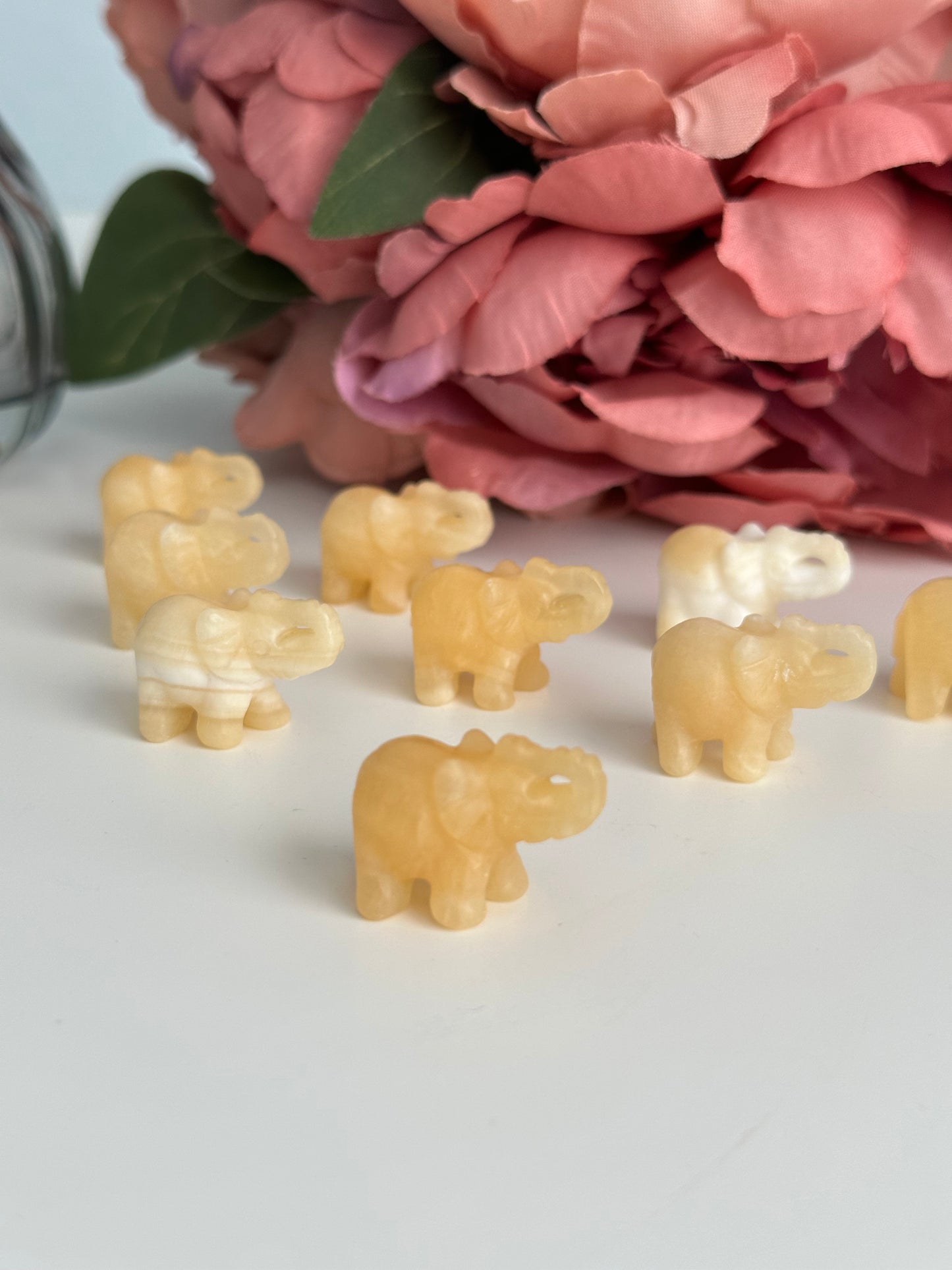 Yellow Calcite Mini Elephant Carving