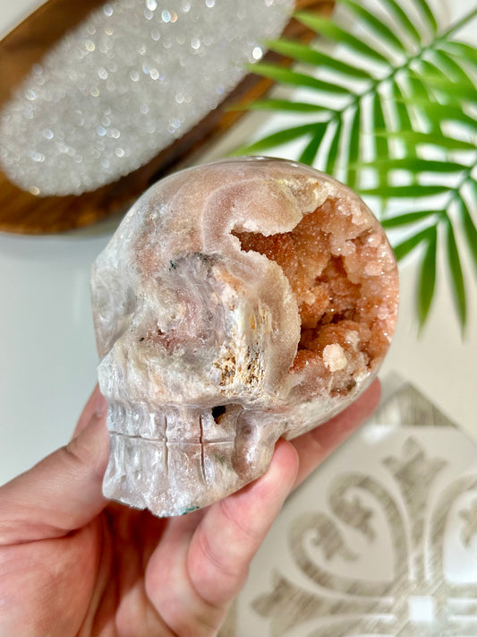 Pink Amethyst Druzy Skull